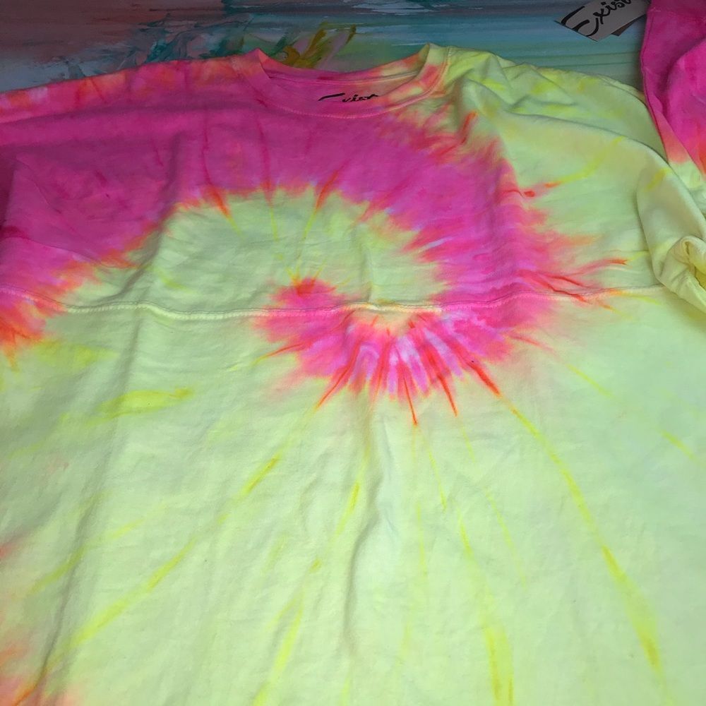 Exist Bright yellow/pink tie-dye oversize Tshirt - Picture 3 of 12